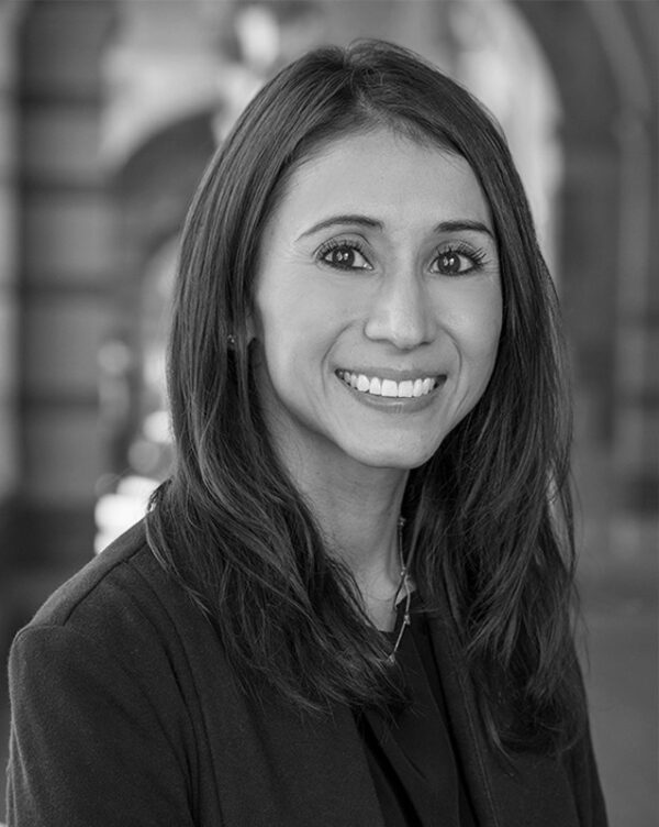 Black and white headshot of Adriana Galván